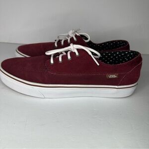 Vans Brigata Suede Low Top Maroon Burgundy Canvas Skateboarding Shoes Size 11